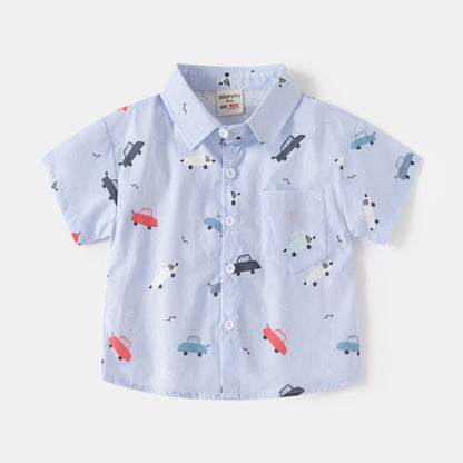[383212] - Atasan Baju Kemeja Lengan Pendek Anak Laki-Laki - Motif Animal Car Letter Mix