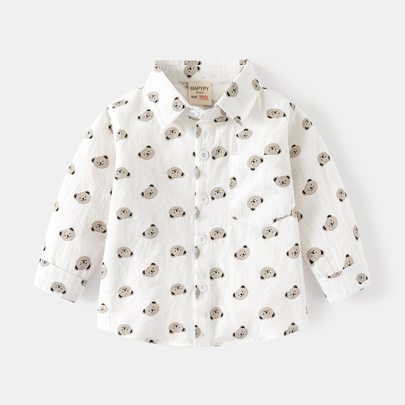 [383213] - Atasan Baju Kemeja Lengan Panjang Anak Laki-Laki - Motif Little Explorer