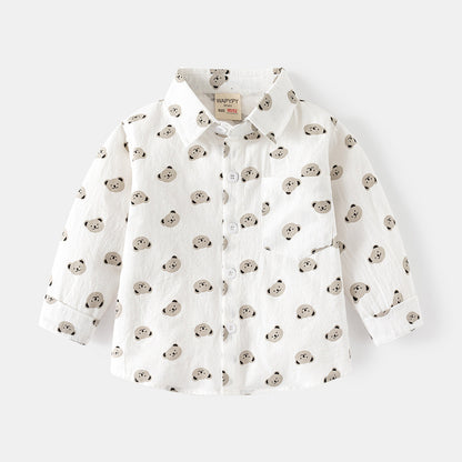 [383213] - Atasan Baju Kemeja Lengan Panjang Anak Laki-Laki - Motif Little Explorer