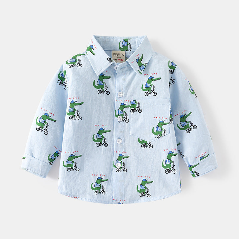 [383213] - Atasan Baju Kemeja Lengan Panjang Anak Laki-Laki - Motif Little Explorer