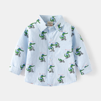 [383213] - Atasan Baju Kemeja Lengan Panjang Anak Laki-Laki - Motif Little Explorer