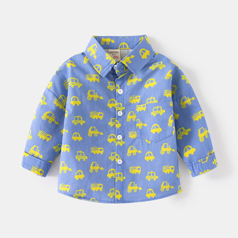 [383213] - Atasan Baju Kemeja Lengan Panjang Anak Laki-Laki - Motif Little Explorer