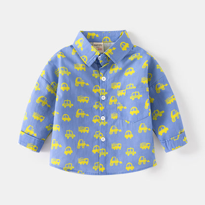 [383213] - Atasan Baju Kemeja Lengan Panjang Anak Laki-Laki - Motif Little Explorer