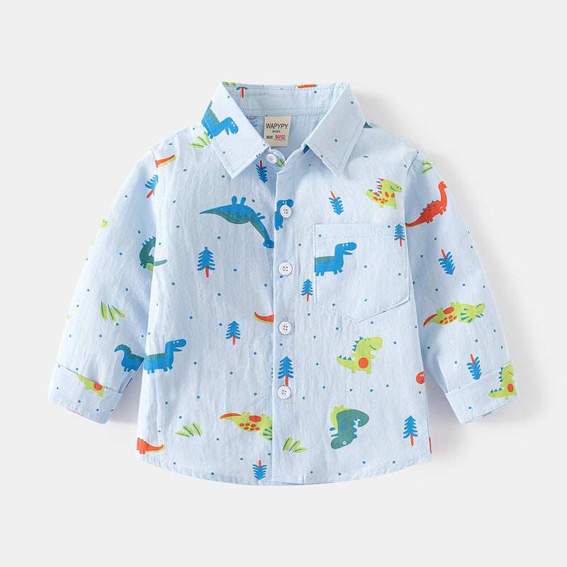 [383213] - Atasan Baju Kemeja Lengan Panjang Anak Laki-Laki - Motif Little Explorer