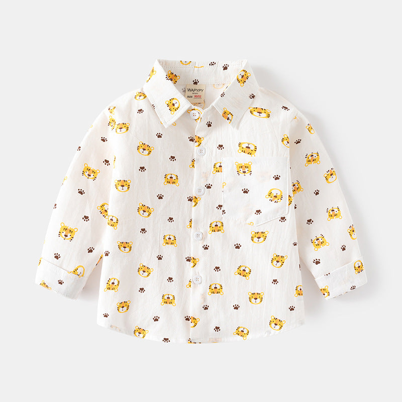 [383213] - Atasan Baju Kemeja Lengan Panjang Anak Laki-Laki - Motif Little Explorer