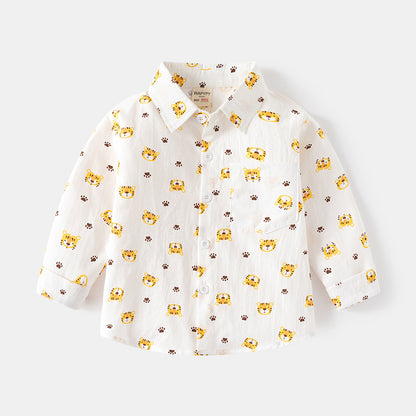 [383213] - Atasan Baju Kemeja Lengan Panjang Anak Laki-Laki - Motif Little Explorer