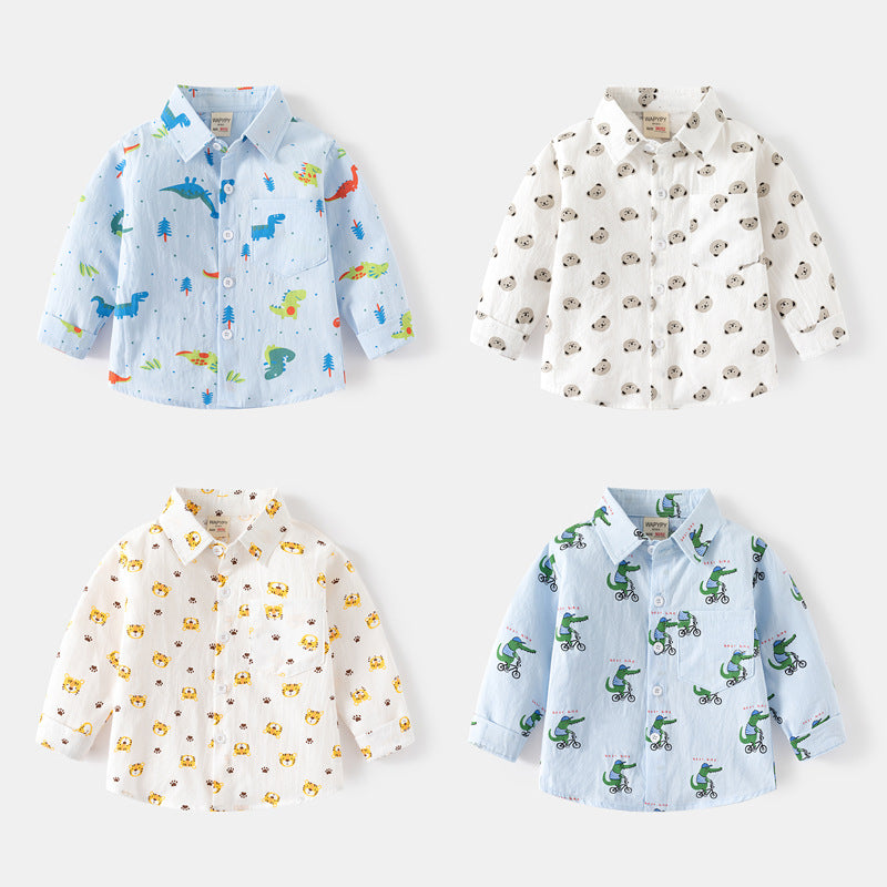 [383213] - Atasan Baju Kemeja Lengan Panjang Anak Laki-Laki - Motif Little Explorer