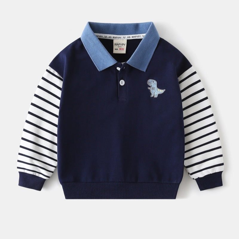 [383220] - Atasan Sweater Lengan Panjang Anak Laki-Laki Cowok - Motif Collared Dino - BABYHOKI STORE