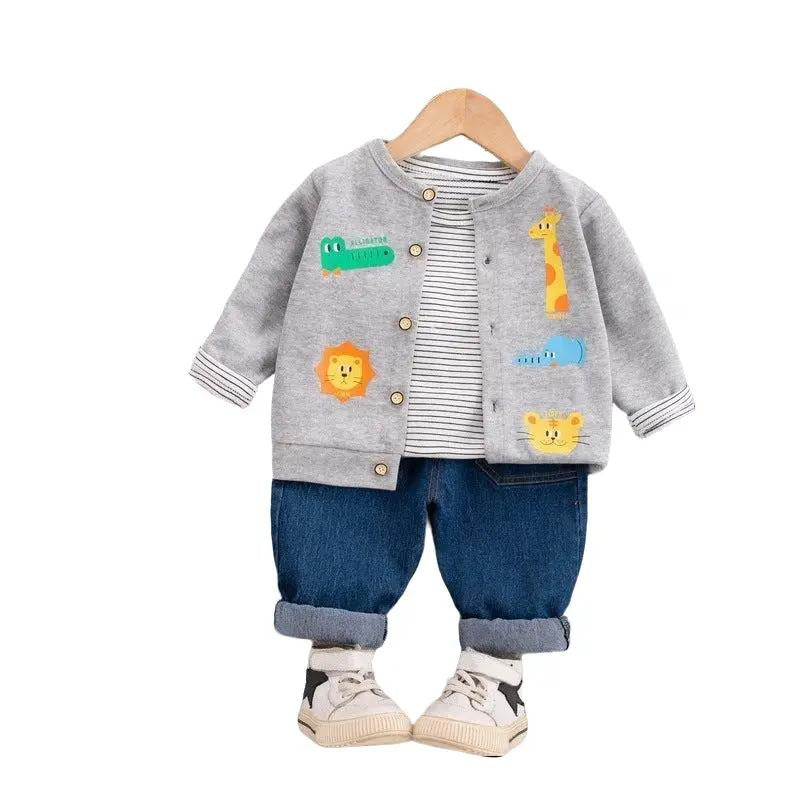 [345325] - Setelan 3 in 1 Jaket Celana Panjang Jogger Jeans Anak Laki-Laki - Motif Head Animals