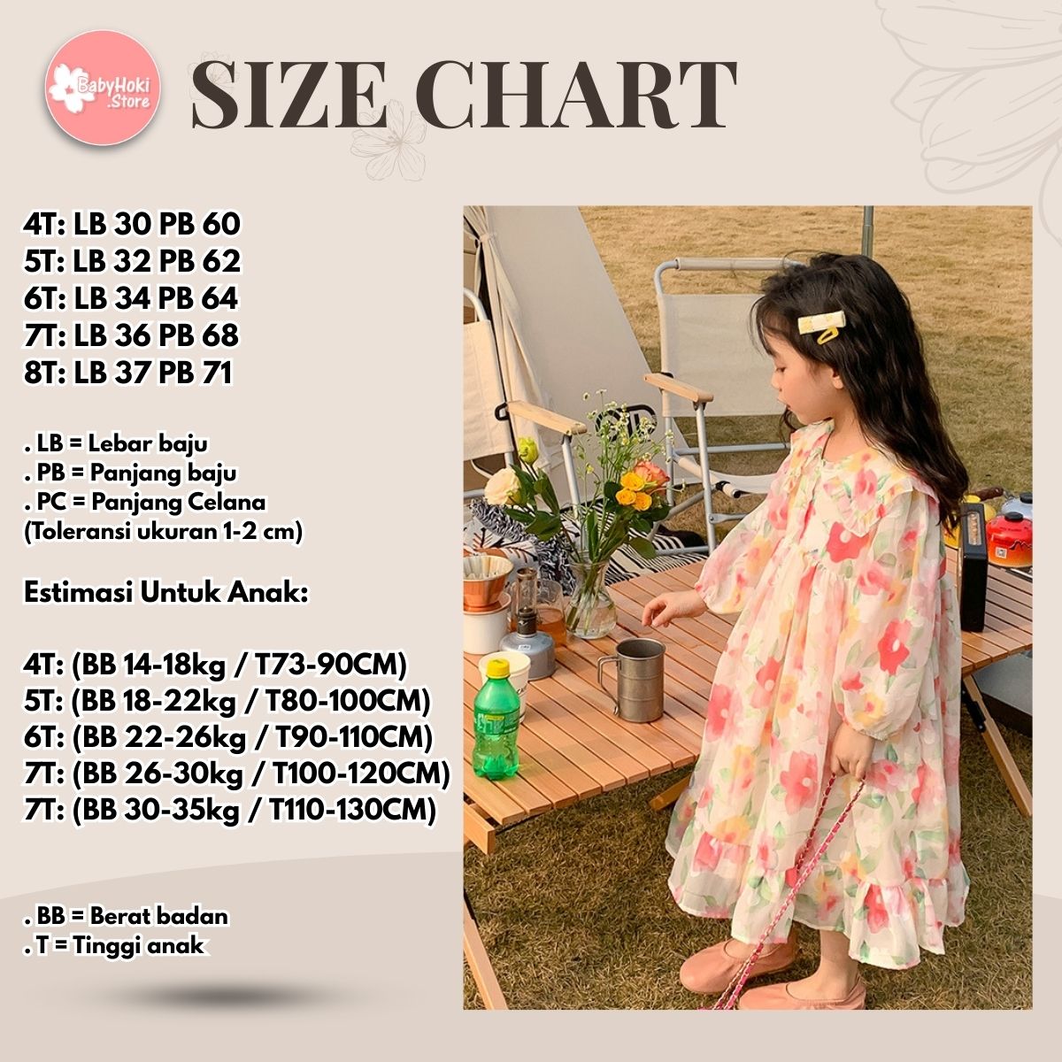 [363469] - Long Dress Anak Perempuan Lengan Balon – Gaun Piknik Cantik Floral Aesthetic Estetik - Motif Fading Flowers