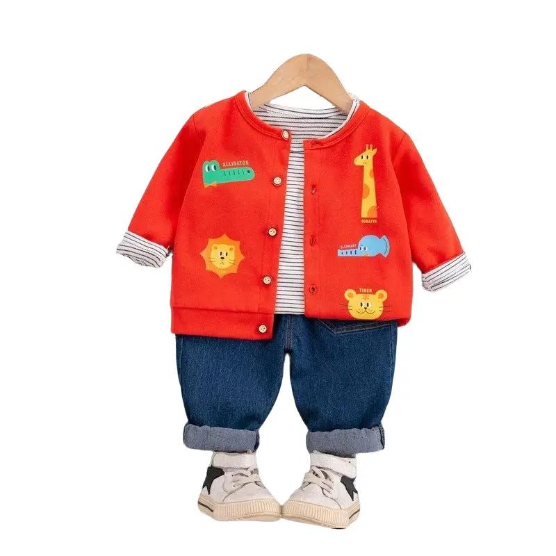 [345325] - Setelan 3 in 1 Jaket Celana Panjang Jogger Jeans Anak Laki-Laki - Motif Head Animals