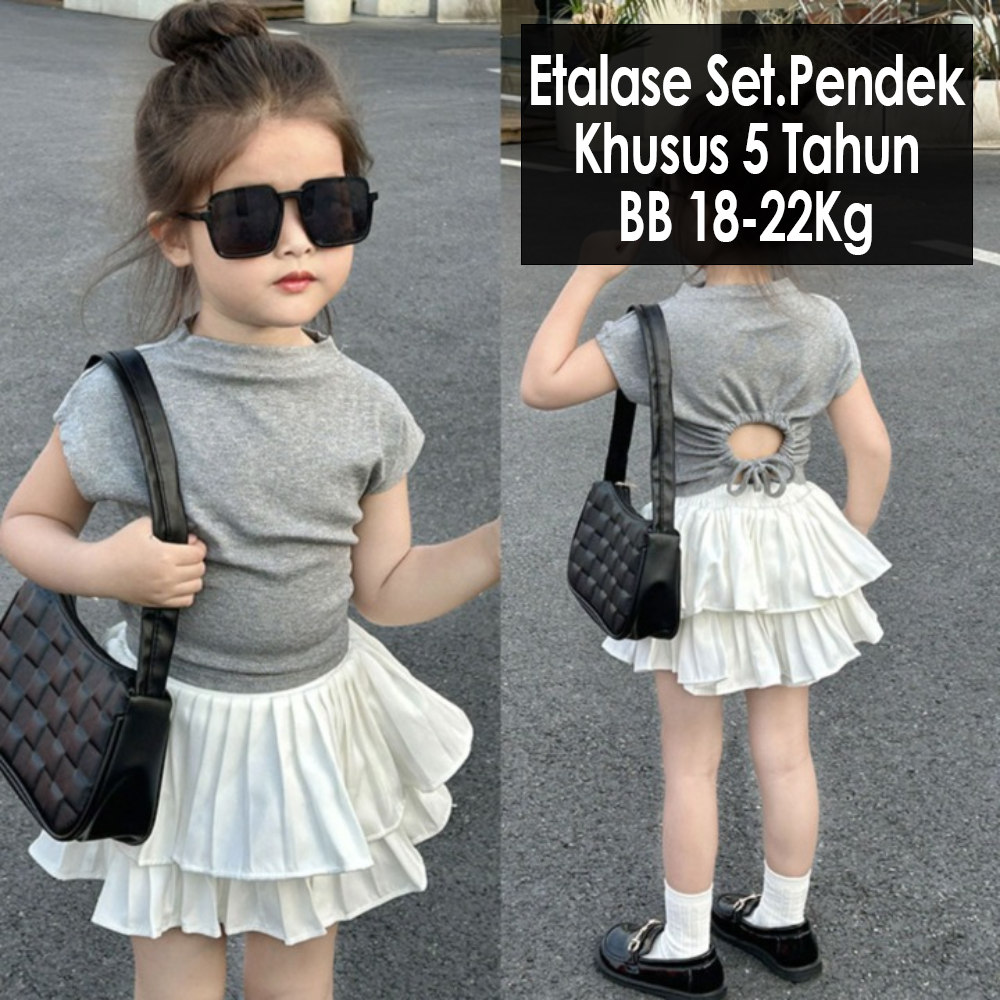 CLEARANCE SALE [Setelan Pendek] 5 Tahun BB 18-22Kg One Set Anak Perempuan - SETSP963/507