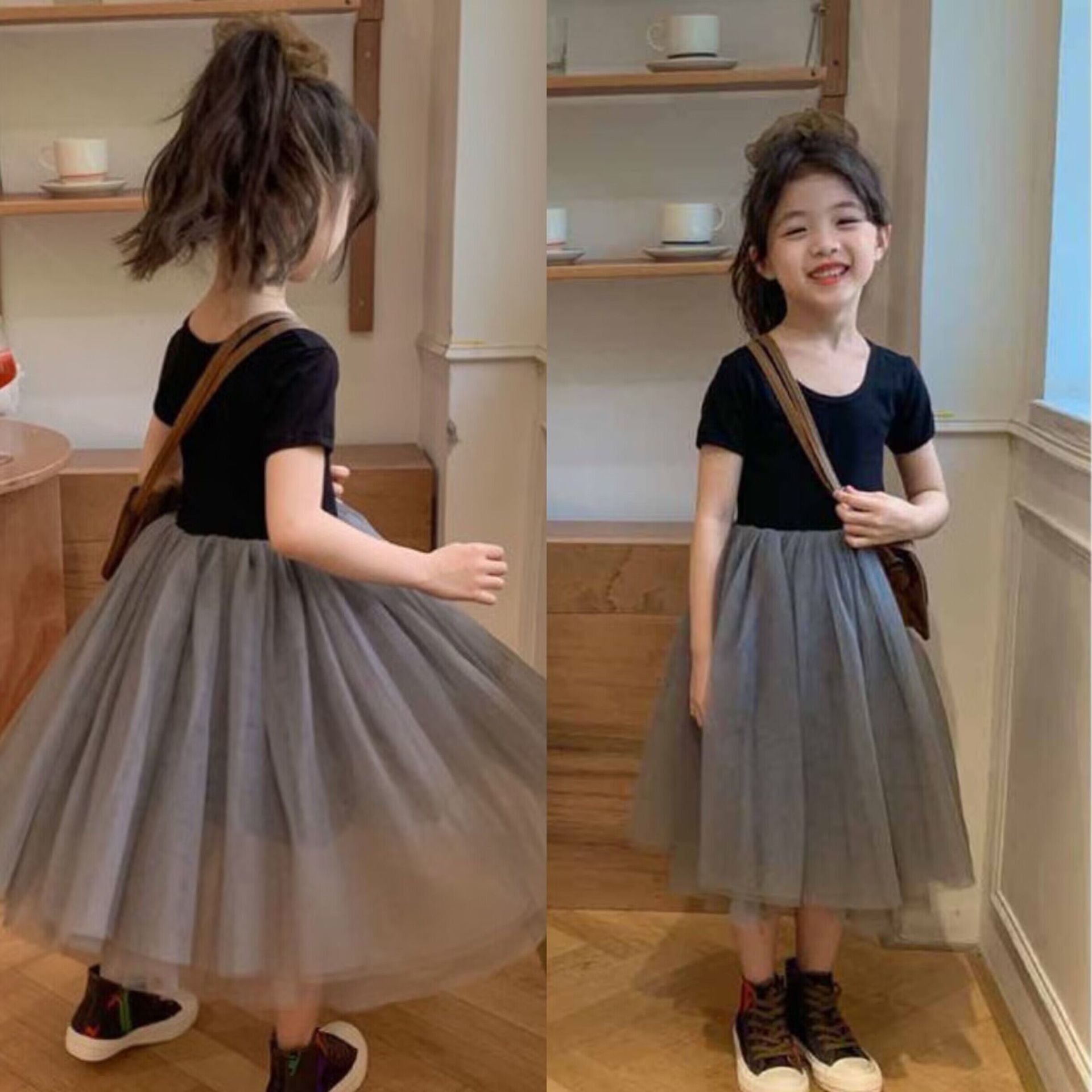 [5071010] - Baju Dress Tutu Lengan panjang Fashion Anak Perempuan - Motif Plain Transparent