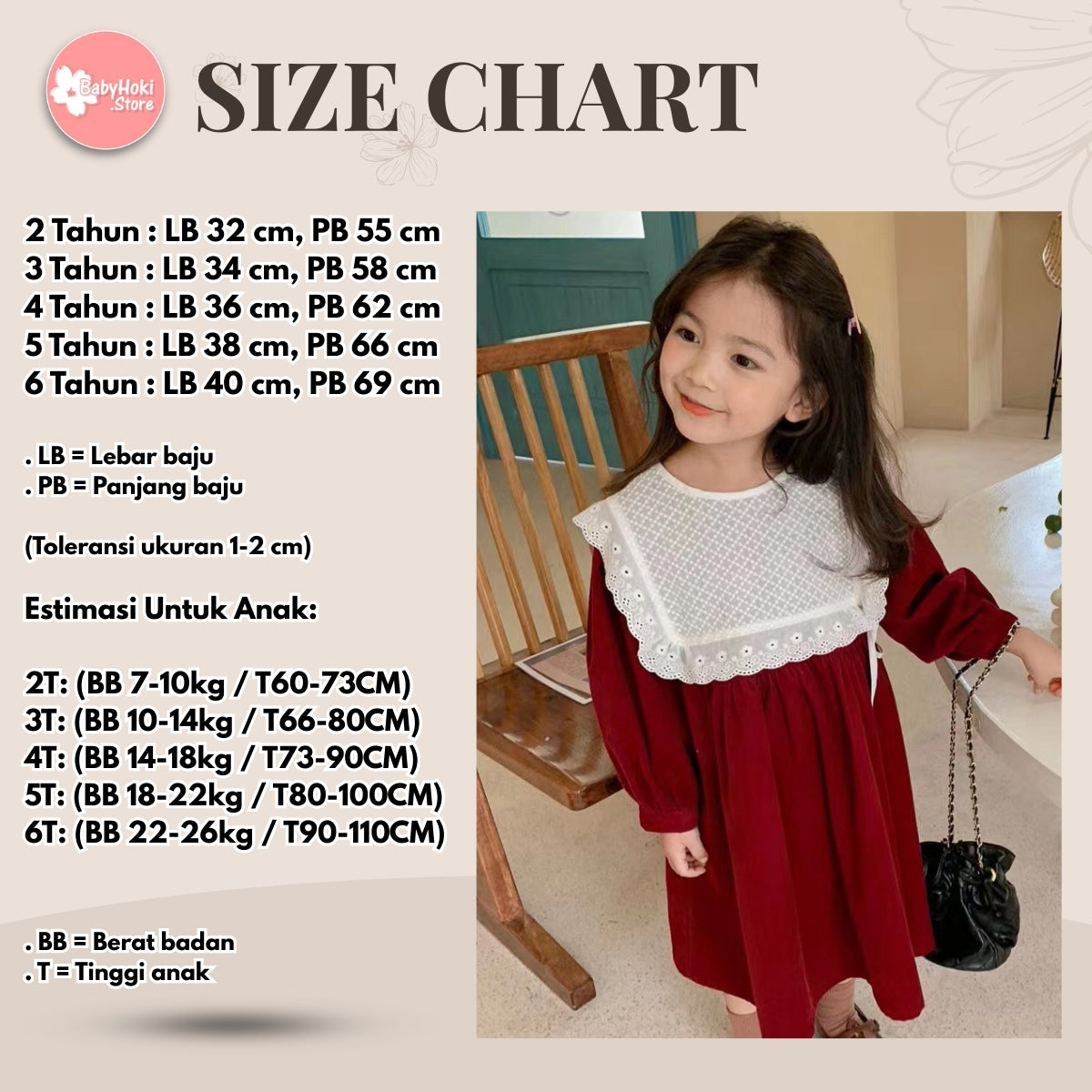 [5071028] - Baju Dress Lengan Panjang Fashion Anak Perempuan - Motif Lace Neck