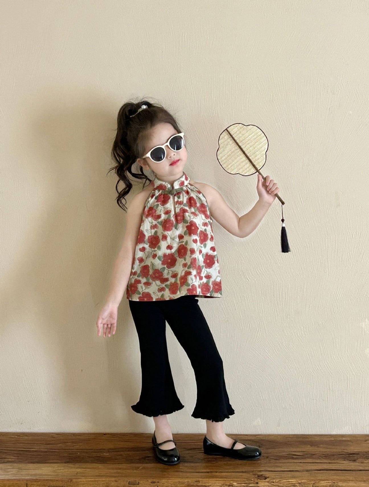 [5071036] - Baju Setelan Atasan Tanpa Lengan Celana Panjang Fashion Anak Perempuan - Motif Bell Bottom