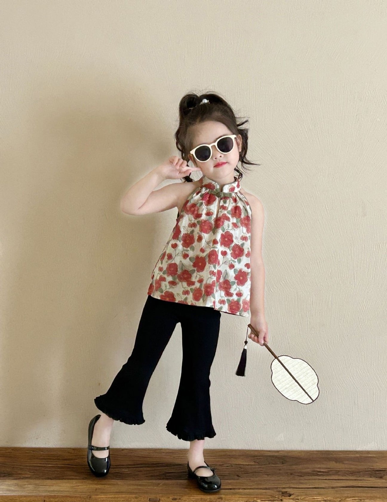 [5071036] - Baju Setelan Atasan Tanpa Lengan Celana Panjang Fashion Anak Perempuan - Motif Bell Bottom