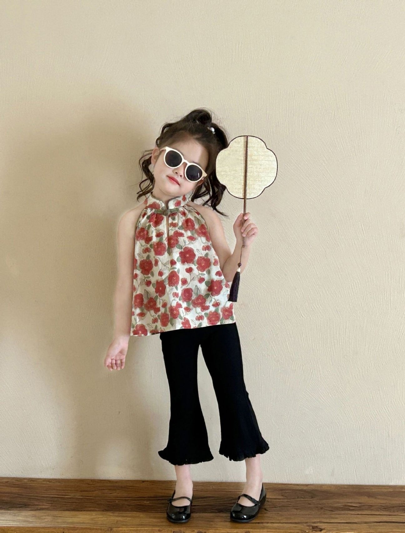 [5071036] - Baju Setelan Atasan Tanpa Lengan Celana Panjang Fashion Anak Perempuan - Motif Bell Bottom