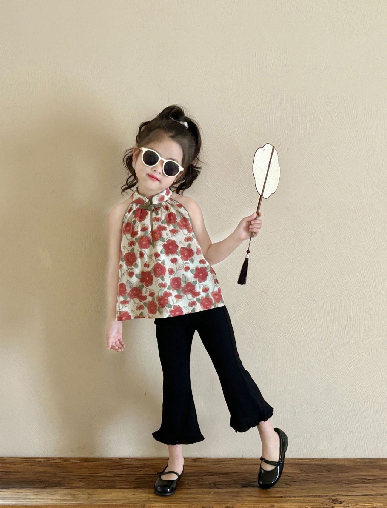 [5071036] - Baju Setelan Atasan Tanpa Lengan Celana Panjang Fashion Anak Perempuan - Motif Bell Bottom