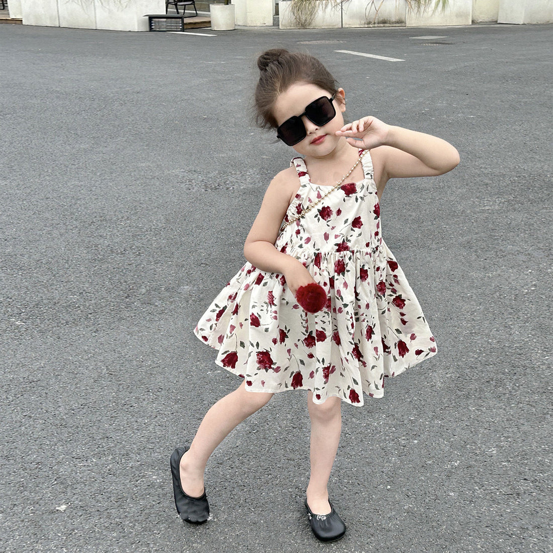 [5071037] - Baju Dress Kutung Fashion Anak Perempuan Trendi - Motif Red Rose