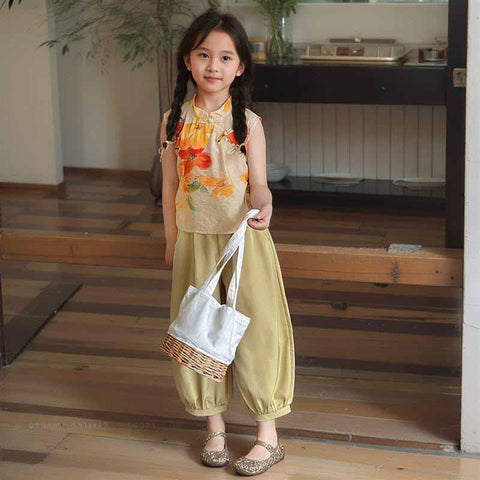 [5071051] - Setelan Baju Kutung Celana Panjang Fashion Anak Perempuan - Motif Flower Bloom