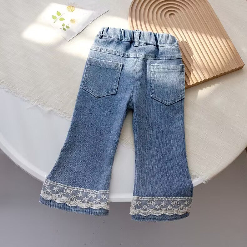 [5071055] - Celana Jeans Panjang Fashion Anak Perempuan - Motif Side Lace