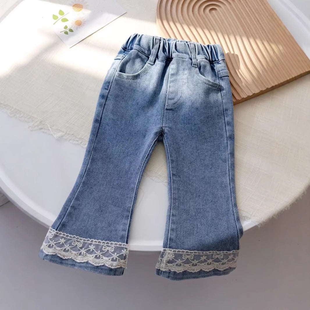 [5071055] - Celana Jeans Panjang Fashion Anak Perempuan - Motif Side Lace