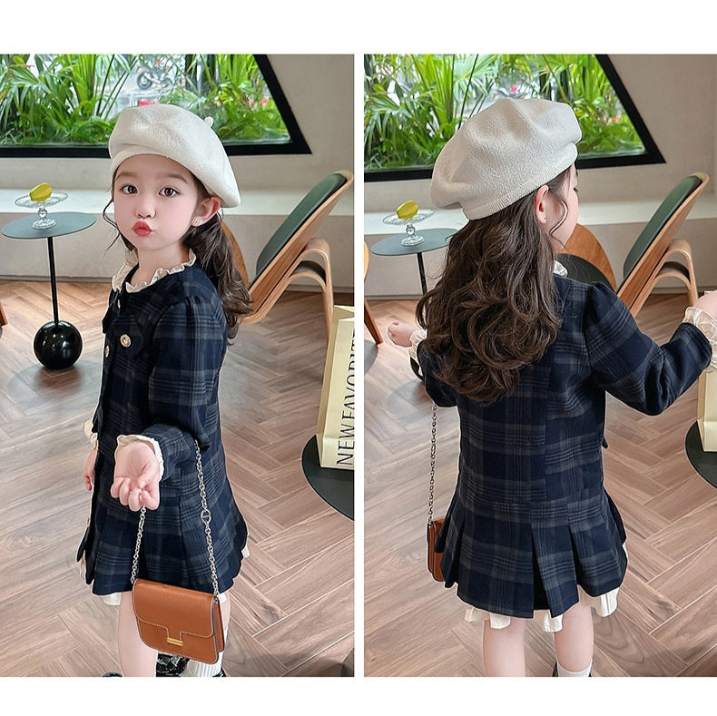 [5071065] - Baju Dress Lengan Panjang Fashion Anak Perempuan - Motif Formal Plaid