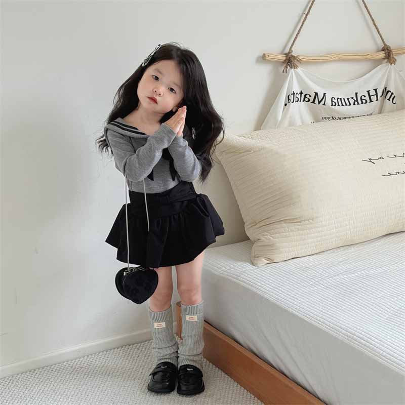 [5071066] - Setelan Baju Lengan Panjang Bawahan Rok Pendek Fashion Anak Perempuan - Motif Sailor Style