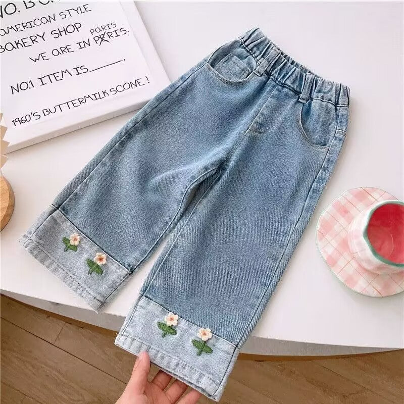 [5071070] - Bawahan Celana Panjang Jeans Baju Fashion Anak Perempuan - Motif Little Flower