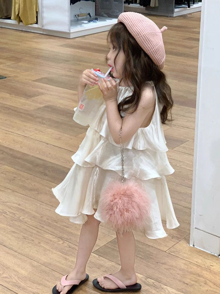 [5071085] - Baju Dress Loose Fit Summer Gaun Lengan Kutung Fashion Anak Perempuan Cewek - Motif Style Ruffled - BABYHOKI STORE