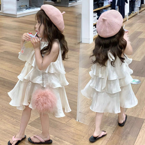 [5071085] - Baju Dress Loose Fit Summer Gaun Lengan Kutung Fashion Anak Perempuan Cewek - Motif Style Ruffled - BABYHOKI STORE