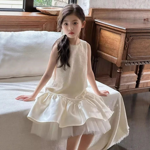 [5071092] - Baju Dress Gaun Pesta Lengan Kutung Fashion Anak Perempuan Cewek - Motif Ruffle Bottomed - BABYHOKI STORE