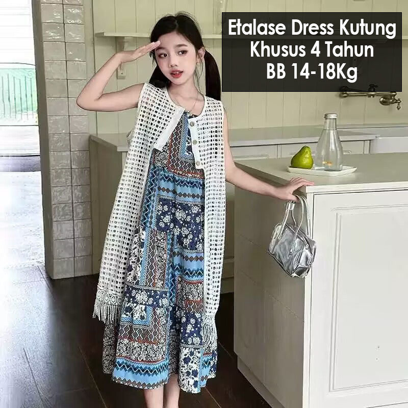 CLEARANCE SALE [Dress Lengan Kutung] 4 Tahun BB 14-18kg Gaun Anak Cewek Perempuan