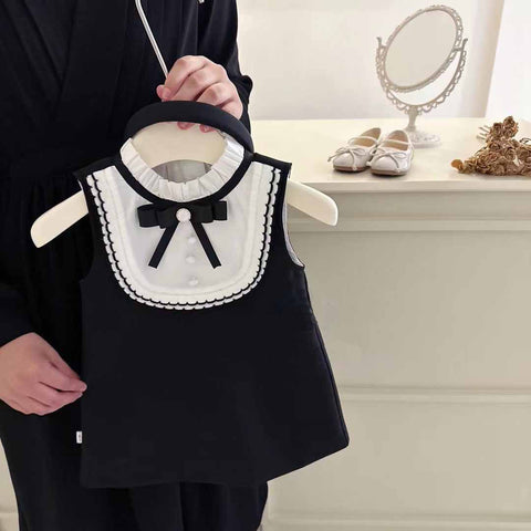 [5071105] - Baju Dress Gaun Lengan Kutung Korean Style Fashion Anak Perempuan Cewek - Motif Button Ribbon - BABYHOKI STORE