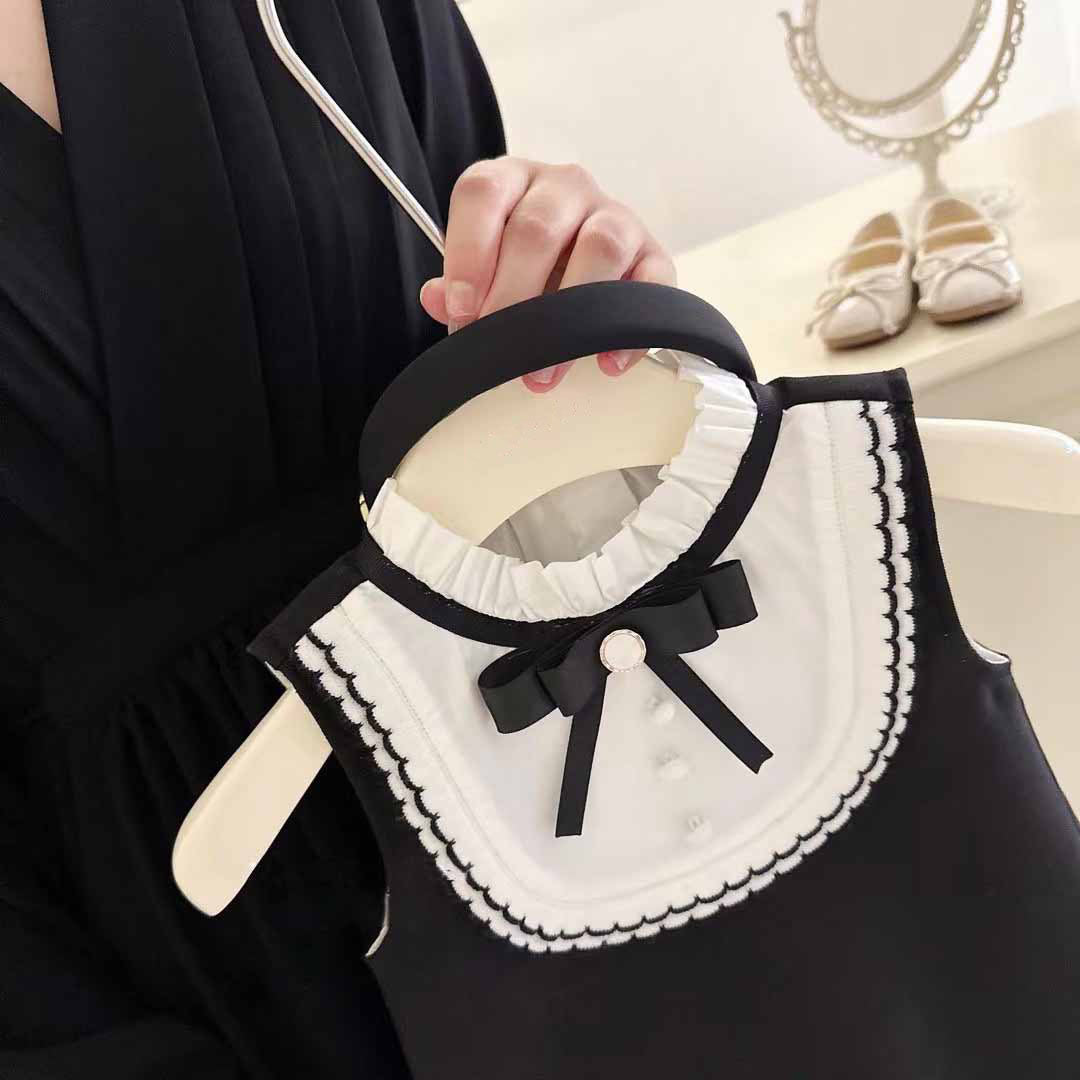 [5071105] - Baju Dress Gaun Lengan Kutung Korean Style Fashion Anak Perempuan Cewek - Motif Button Ribbon - BABYHOKI STORE