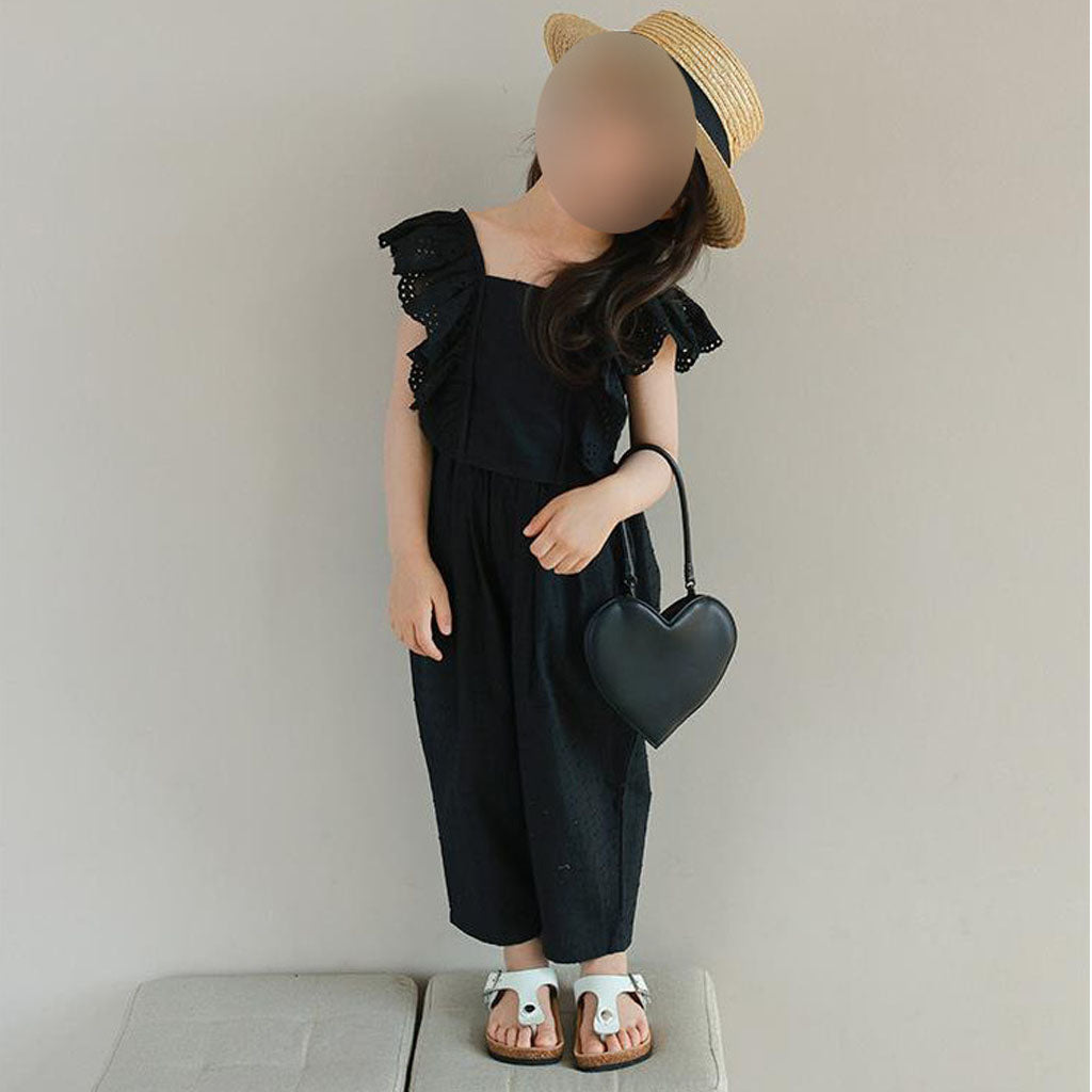 [5071120] - One Set 2in1 Baju Setelan Atasan Lengan Kutung Bawahan Celana Panjang Fashion Trendi Anak Perempuan Cewek - Motif Color Solid Black - BABYHOKI STORE