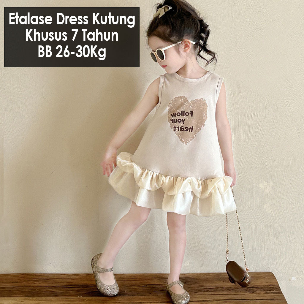 CLEARANCE SALE [Dress Lengan Kutung] 7 Tahun BB 26-30Kg Gaun Anak Cewek Perempuan