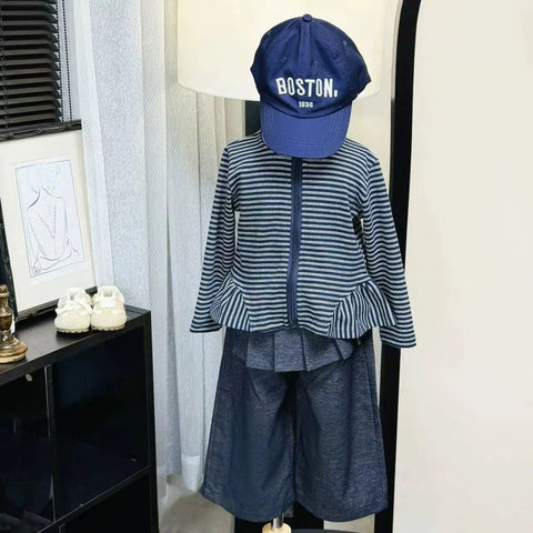 [5071131] - One Set 2in1 Baju Setelan Atasan Jaket Lengan Panjang Bawahan Celana Panjang Sporty Fashion Style Anak Perempuan Cewek - Motif Color Stripe - BABYHOKI STORE