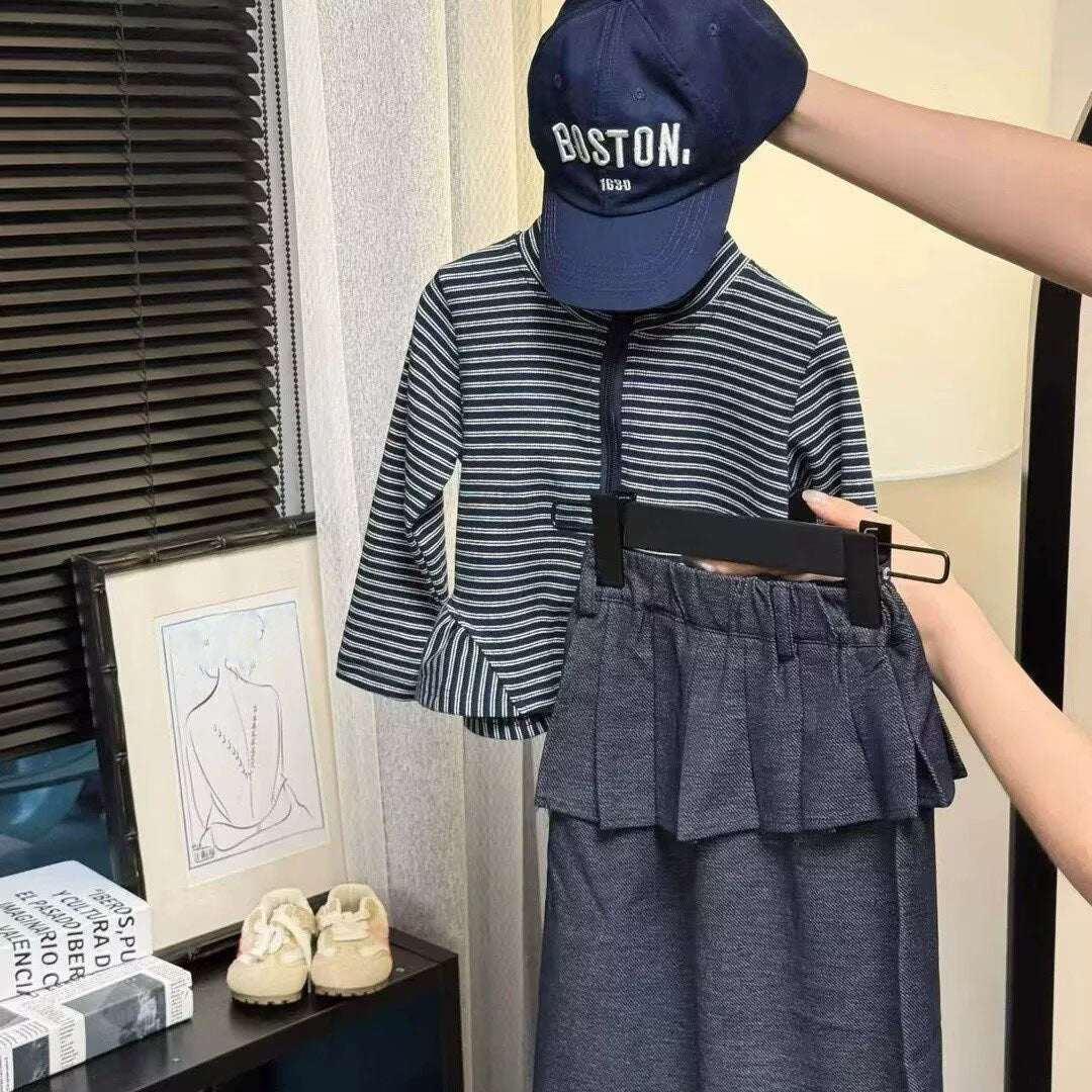 [5071131] - One Set 2in1 Baju Setelan Atasan Jaket Lengan Panjang Bawahan Celana Panjang Sporty Fashion Style Anak Perempuan Cewek - Motif Color Stripe - BABYHOKI STORE