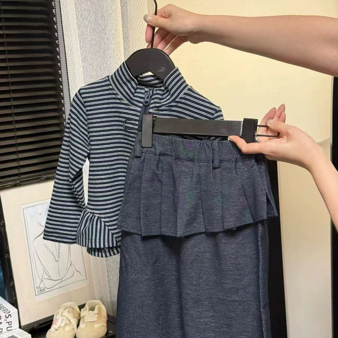 [5071131] - One Set 2in1 Baju Setelan Atasan Jaket Lengan Panjang Bawahan Celana Panjang Sporty Fashion Style Anak Perempuan Cewek - Motif Color Stripe - BABYHOKI STORE