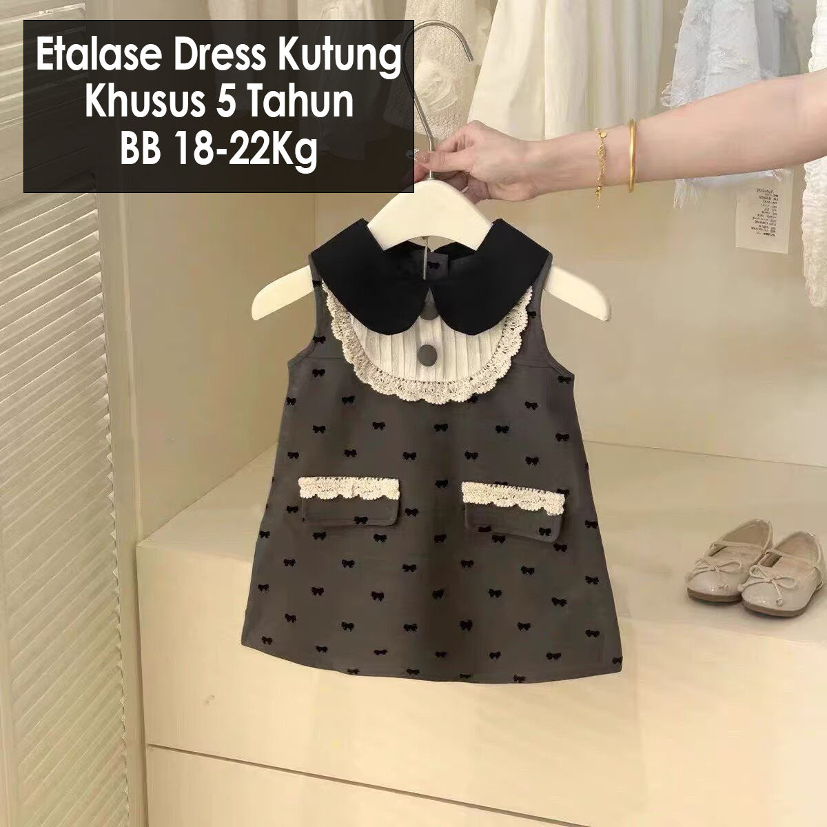 CLEARANCE SALE [Dress Lengan Kutung] 5 Tahun BB 18-22kg Gaun Anak Cewek Perempuan