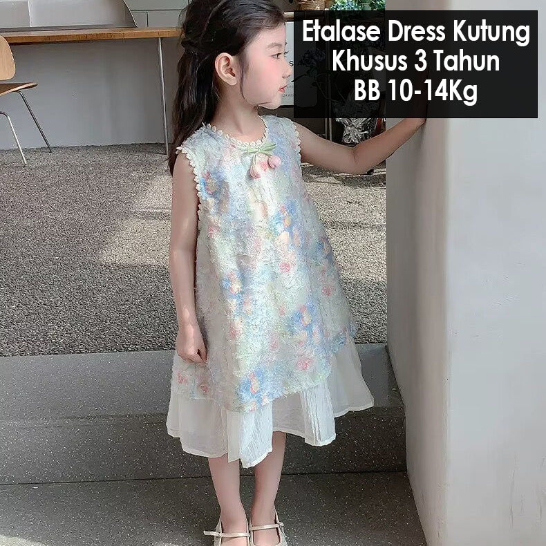 CLEARANCE SALE [Dress Lengan Kutung] 3 Tahun BB 10-14kg Gaun Anak Cewek Perempuan
