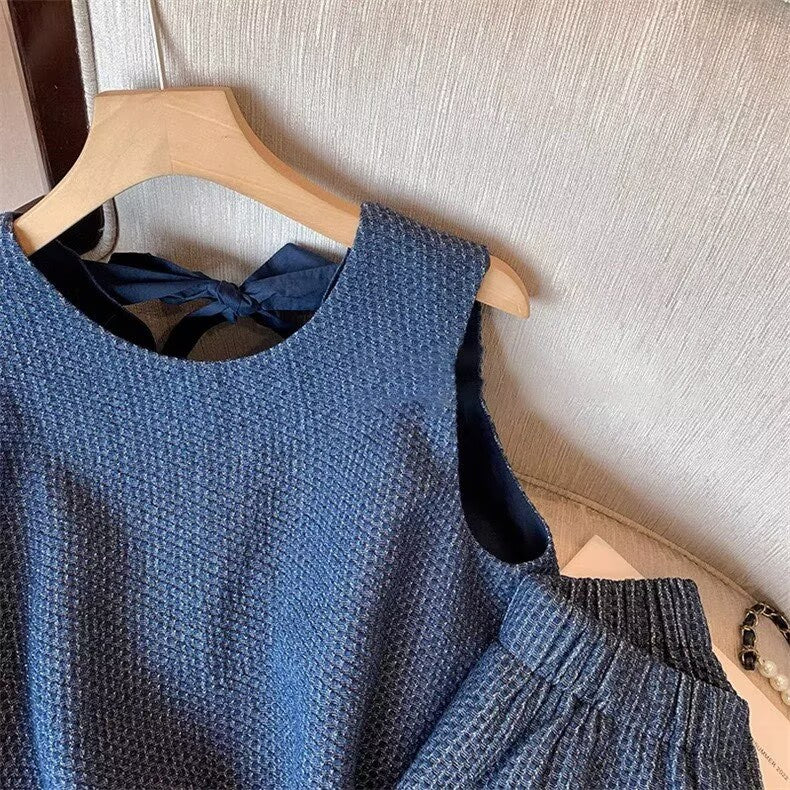 [5071138] - One Set 2in1 Baju Setelan Summer Suit Atasan Lengan Kutung Bawahan Celana Pendek Comfortable Fashion Style Anak Perempuan Cewek - Motif Cute Bow - BABYHOKI STORE