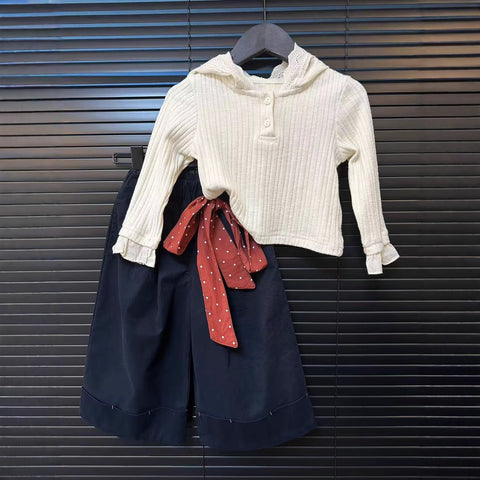 [5071140] - One Set 2in1 Baju Setelan Atasan Hoodiee Lengan Panjang Bawahan Celana Panjang Korean Version Anak Perempuan Cewek - Motif Top Hoodie Lace - BABYHOKI STORE