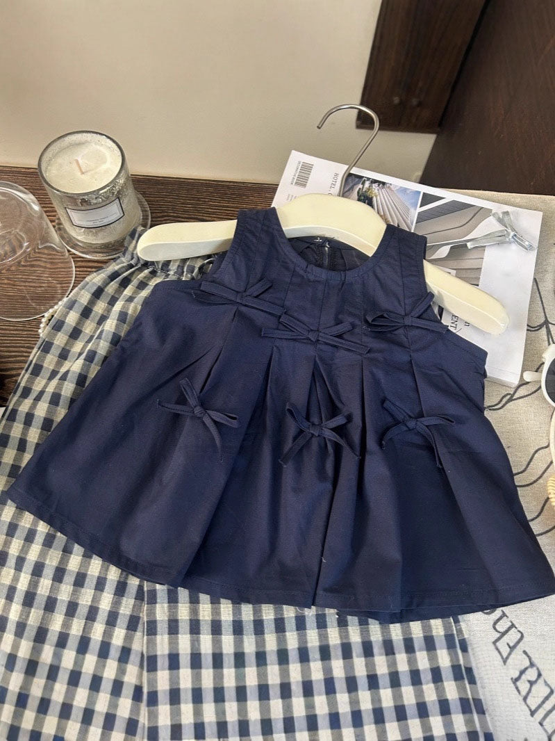 [5071142] - One Set 2in1 Baju Setelan Summer Outfit Atasan Lengan Kutung Bawahan Celana Panjang Comfort Fashion Style Anak Perempuan Cewek - Motif Top Cute Bow - BABYHOKI STORE