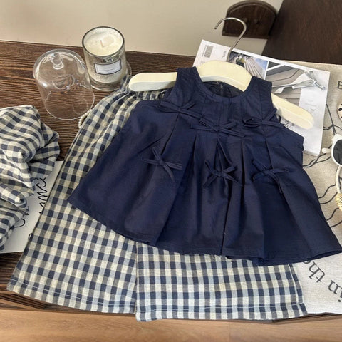 [5071142] - One Set 2in1 Baju Setelan Summer Outfit Atasan Lengan Kutung Bawahan Celana Panjang Comfort Fashion Style Anak Perempuan Cewek - Motif Top Cute Bow - BABYHOKI STORE