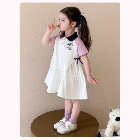 [5071144] - Baju Gaun Dress Lengan Pendek Comfort Style Anak Perempuan Cewek - Motif Sweet Bear - BABYHOKI STORE