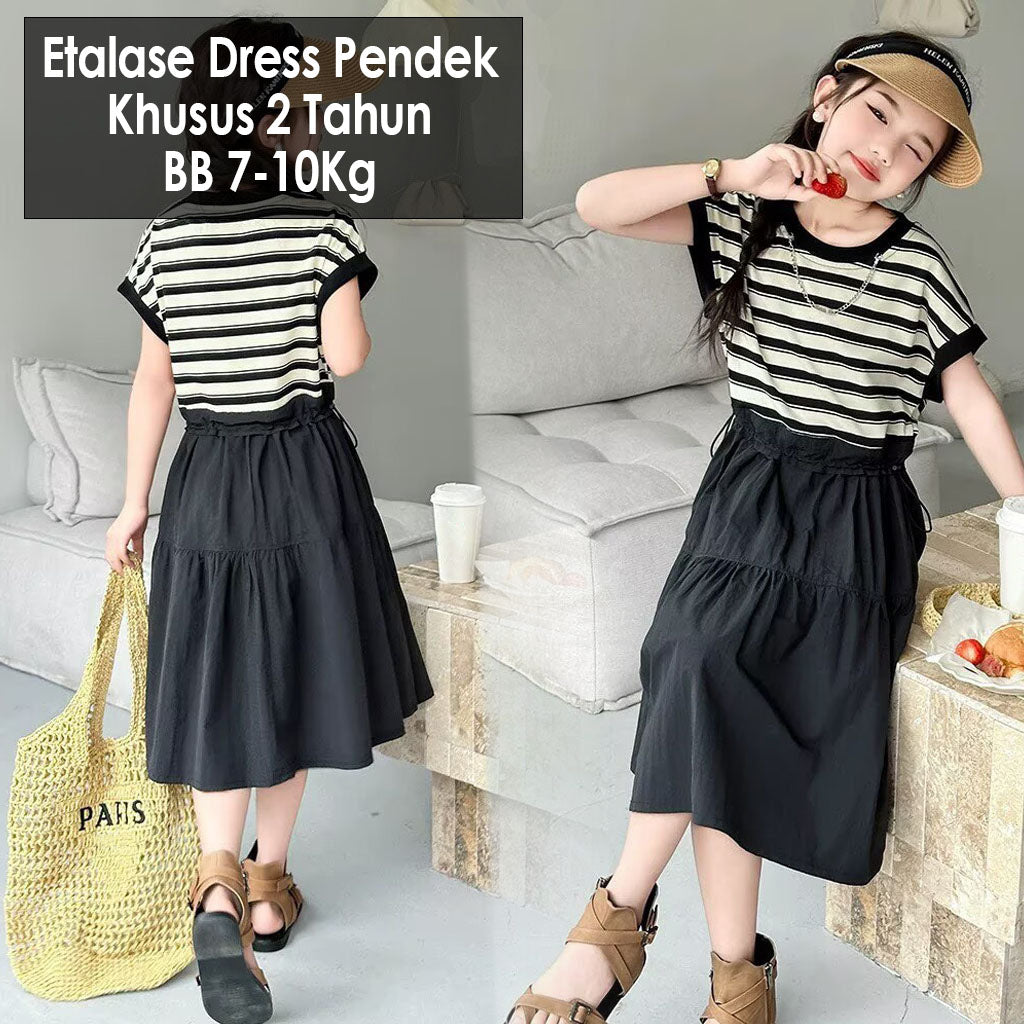 CLEARANCE SALE [Dress Lengan Pendek] 2 Tahun BB 7-10Kg Gaun Anak Cewek Perempuan