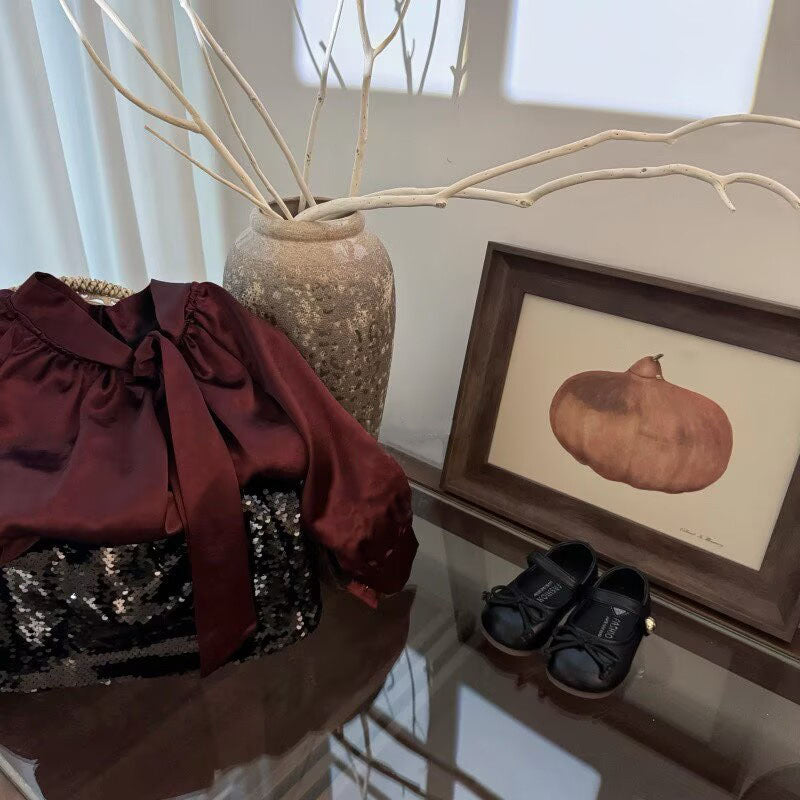 [5071169] - One Set 2in1 Baju Setelan Atasan Blouse Lengan Panjang Bawahan Rok Pendek Korean Version Style Anak Perempuan Cewek - Motif Basic Plain Top - BABYHOKI STORE