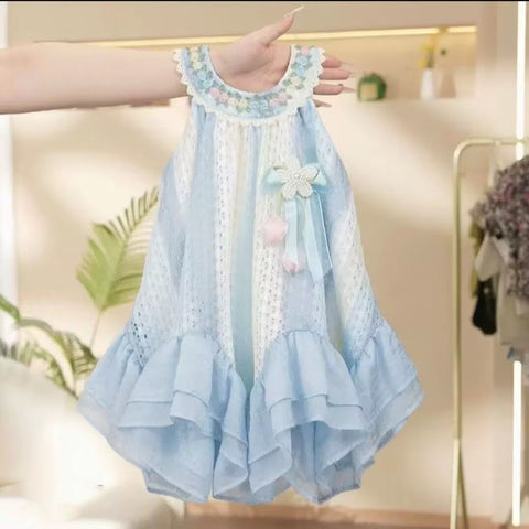 [5071172] - Baju Gaun Dress Summer Vacation Lengan Kutung Bohemian Style Anak Perempuan Cewek - Motif Floral - BABYHOKI STORE